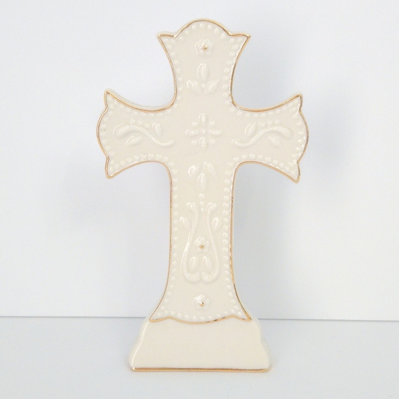NWOT Lenox Ivory Gold Faith Christian Cross Sweet Inspirations Ceramic Figurine - Picture 4 of 6